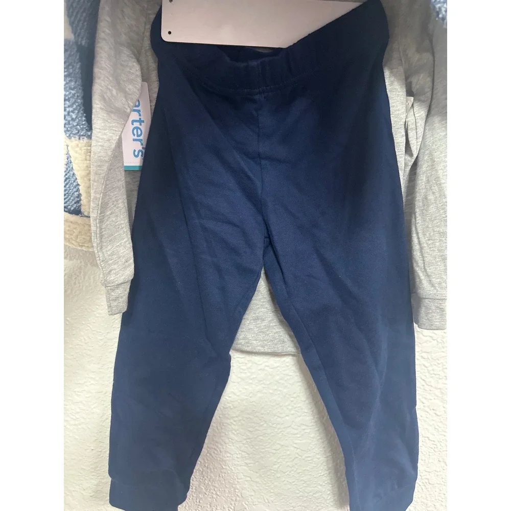 NWT Carters Toddler Boys 3-Piece Sherpa Jacket Henley Shirt and Pants Navy 4T